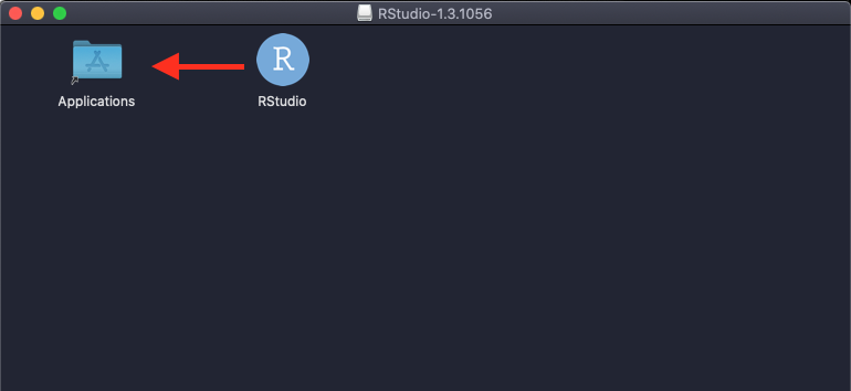 Make sure you drag the R Studio icon into the Applications folder icon.